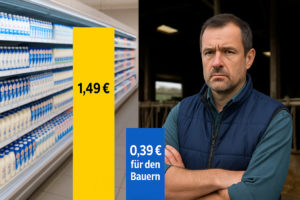 Mehr über den Artikel erfahren Hintergrund|Das Milchpreis-Märchen: Wenn der Handel absahnt und die Bauern leer ausgehen