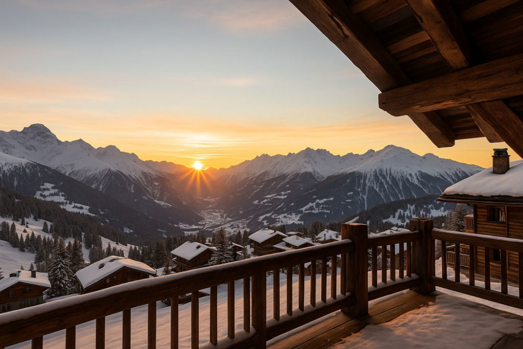 
Alpine-Winterwunderland-bei-Sonnenuntergan
