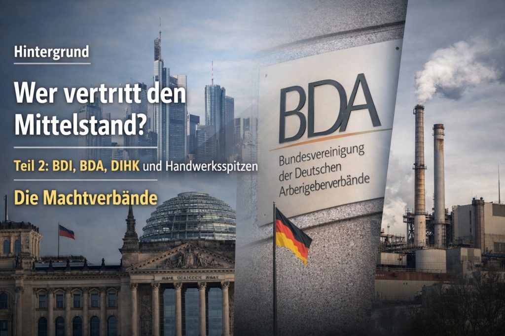 Mehr über den Artikel erfahren Wer vertritt den Mittelstand wirklich? Teil 2 – BDI, BDA, DIHK & Handwerksspitzen