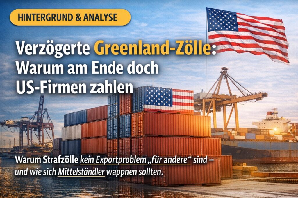 Mehr über den Artikel erfahren Greenland-Zölle vertagt – die Kostenlogik bleibt: Warum am Ende meist die eigene Wirtschaft zahlt