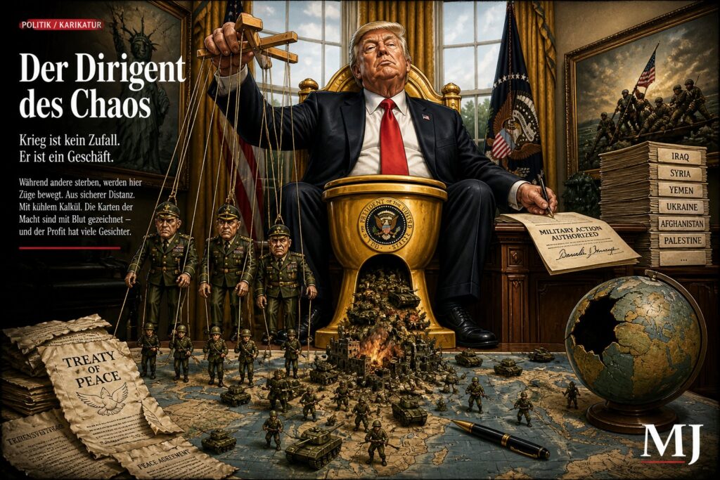 Der Dirigent des Chaos Karikatur